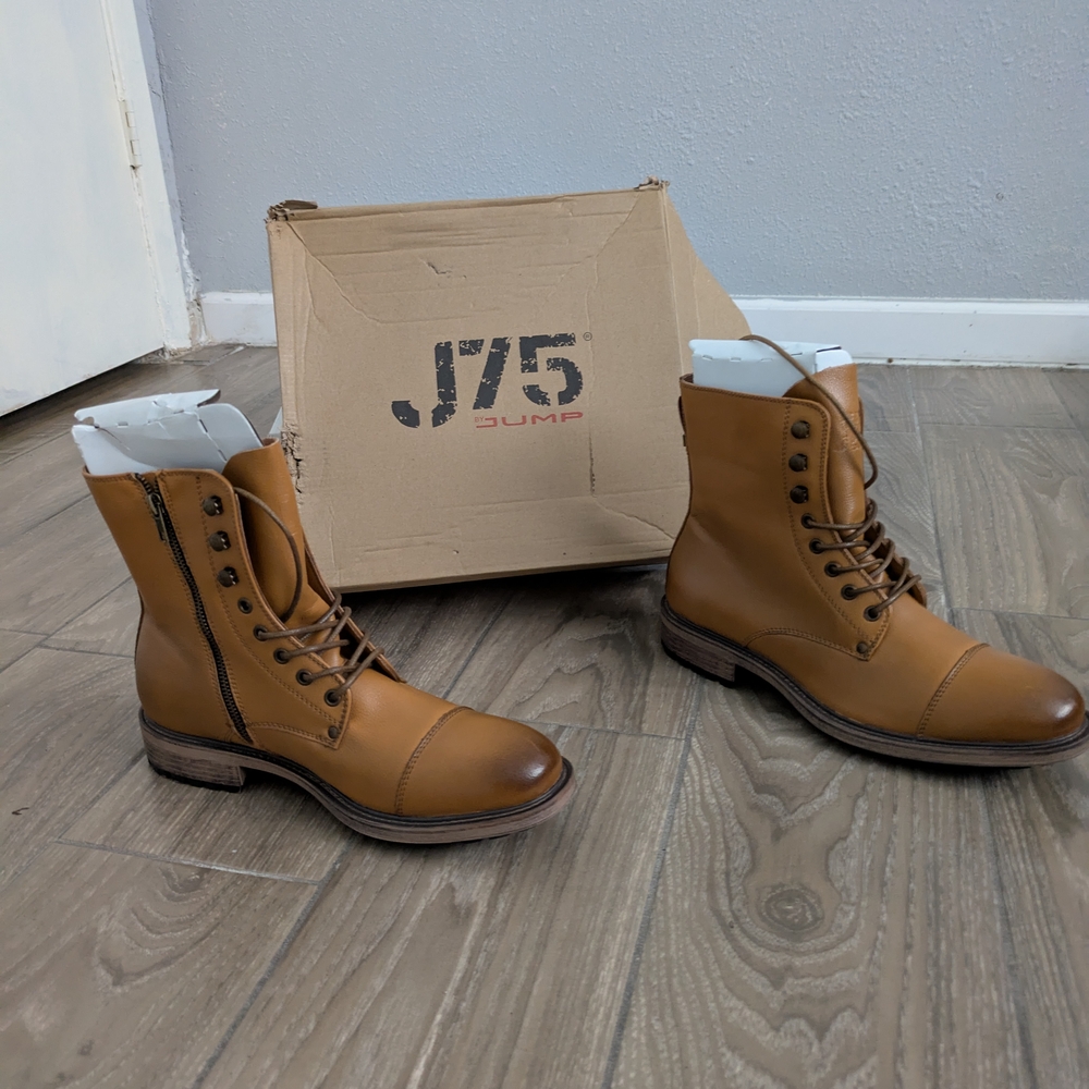 Tan Rugged Lace-Up Boots with Durable Soles